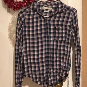 Abercrombie and Fitch navy blue plaid shirt